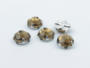 Extra šatonová růže našívacím kotlíku ss12 Smoked Topaz/Stříbro