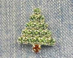 Vianočná brošňa - vianočný stromček Chrysolite/strieborná