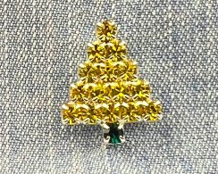 Vianočná brošňa - vianočný stromček Citrine/strieborná