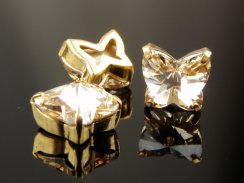 Preciosa® MC Butterfly 10mm Crystal Honey - Gold Sew-on Settings