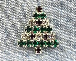 Vianočná brošňa - vianočný stromček Mix/strieborná
