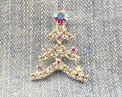 Vianočná brošňa - vianočný stromček Crystal AB/strieborná