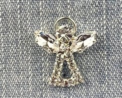 Vianočná brošňa - vianočný anjelik Crystal/strieborná