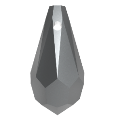 Preciosa® přívěsek MC Drops 984 1D 6.5x13mm Jet Hematite Half