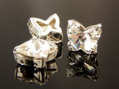 Preciosa® MC Motýľ 10mm Crystal - Strieborný našívací  kotlík