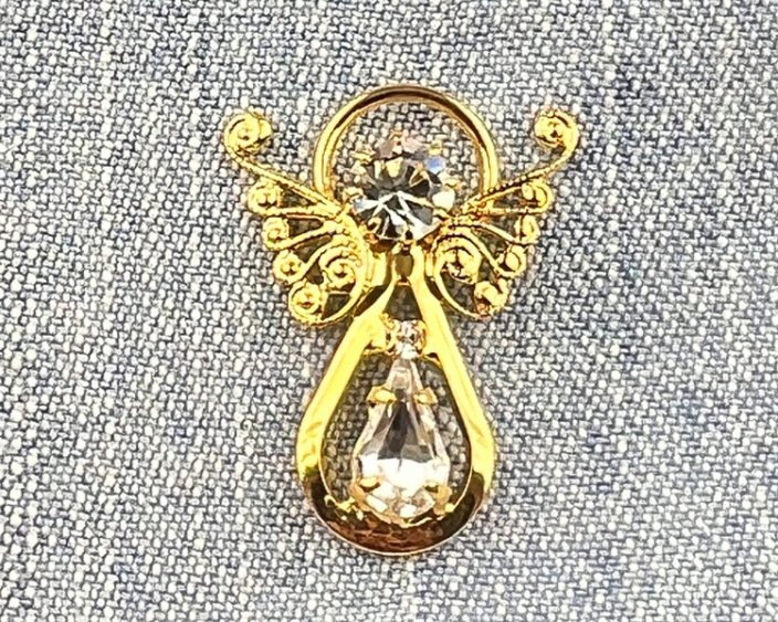 Christmas pin - Christmas angel Crystal/gold