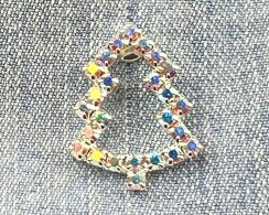 Vianočná brošňa - vianočný stromček Crystal AB/strieborný