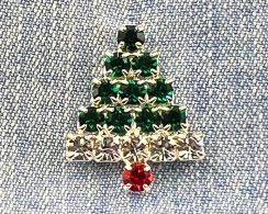 Vianočná brošňa - vianočný stromček Mix/strieborná