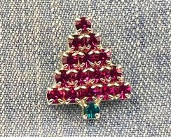 Vianočná brošňa - vianočný stromček Fuchsia/strieborná