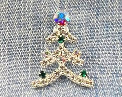 Vianočná brošňa - vianočný stromček Mix/strieborná