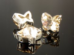 Preciosa® MC Motýľ 10mm Crystal Honey - Strieborný našívací  kotlík
