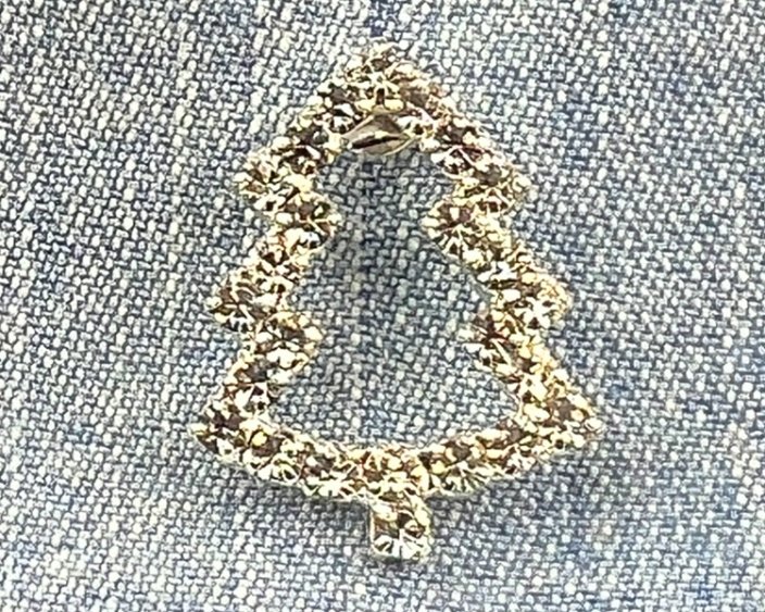 Vianočná brošňa -  vianočný stromček Crystal/strieborná