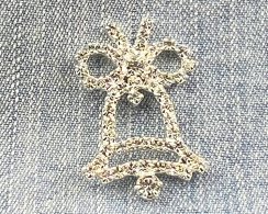 Vianočná brošňa - vianočný zvonček Crystal/strieborná