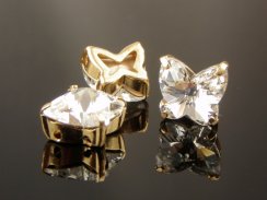 Preciosa® MC Motýľ 10mm Crystal - Zlatý našívací  kotlík